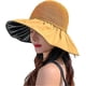 thumbnail image 1 of Sombrero de pescador de paja con ala ancha y lazo recortado, sombrero de cubo con empalme, gorra enrollable plegable para mujer, sombrero de playa para el sol con protección UPF 54+, 1 of 5