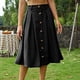 thumbnail image 2 of Falda larga plisada Botones delanteros de talle alto Falda plisada de color puro para mujer Lady Dating Negro M, 2 of 6