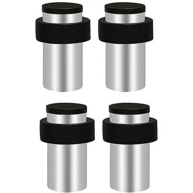Topes de puerta, topes de puerta cilíndricos para piso, acero inoxidable cepillado, topes de puerta de piso de pared modernos de 2 pulgadas de alta resistencia con parachoques de goma, tope