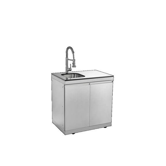 Double door Sink Cabinet with Tap Stainless Steel Outdoor Kitchen Islands(LTL carry）