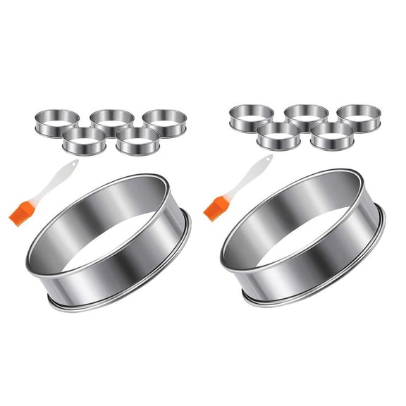 12 Pieces English Muffins Rings, Muffin Tart Rings Double Rolled Tart Ring Stainless Steel Crumpet Rings Cake Mold