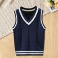 thumbnail image 2 of Mercatoo Sweater Vest for Kids Boys Girls V Neck School 𝗨niform Knitted Pullover Comfy Soft Sleeveless Fall Winter Tank Top, 2 of 5