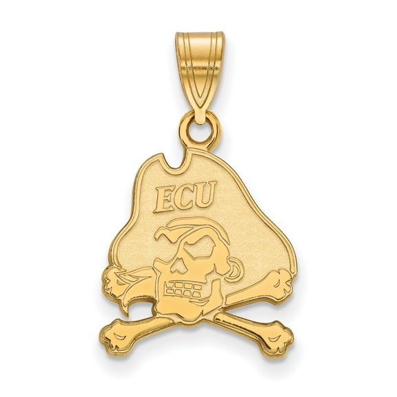 14k Yellow Gold LogoArt East Carolina University Pirate Medium Pendant Charm