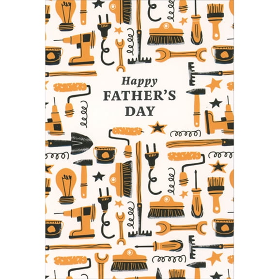 Pictura Assorted Yellow and Black Tools Filling White Panel Father's Day Card for Dad