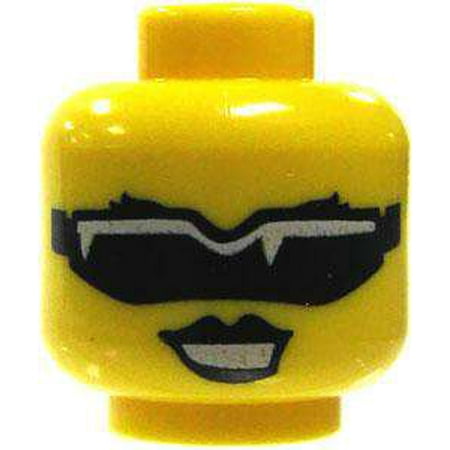 LEGO Black Lipstick & White Rimmed Sun Glasses Minifigure Head [Yellow] [No Packaging]