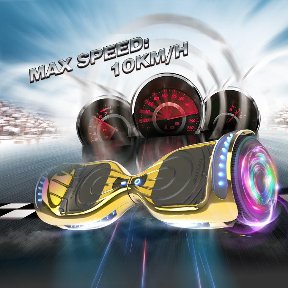 Hoverstar Flash Wheel Hoverboard 6. 5 In. Bluetooth Speaker with LED Light Self Balancing Wheel Electric Scooter Chrome Gold Shop 2024 Deals Walmart
