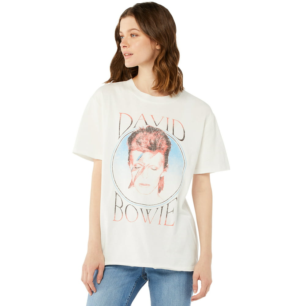 Scoop - Scoop Women's David Bowie Boyfriend T-Shirt with Split Hem ...
