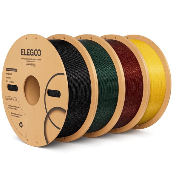 ELEGOO Sparkle PLA Filament 1.75mm Bundle 4KG, Glitter Twinkling 3D Printer Filament Dimensional Accuracy +/- 0.02mm, 4pcs 1kg Spool(2.2lbs) Sparkle