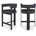 thumbnail image 4 of Maklaine Contemporary Black Boucle Fabric Counter Stool (Set of 2), 4 of 6