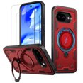 thumbnail image 1 of for Google Pixel 9A Case,Compatible with MagSafe,2 Pack Glass Screen Protector,Built-in KickStand Grip Ring,Heavy Duty Military Grade Shockproof Rugged Phone Cover For Pixel 9A 6.3"(Red), 1 of 5