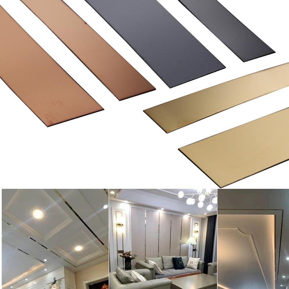 5M Self-Adhesive Wall Trim Molding Trim, Stainless Steel Bar Mirror Metal  Strip Decor, PAKASEPT Peel and Stick Trim Wall/Ceiling/Mirror  Frame/Furniture (Metallized Gold) 