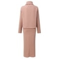 thumbnail image 6 of Riforla Fashion Winter 2 Piece Ribbed Knitted Wool Sweater Turtleneck Women Set Female Elegant Women Casual Dresses Matching Sets Women Clothing Pink M, 6 of 6