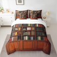 thumbnail image 2 of jejeloiu Retro Library Bookcase 7-Piece Twin Bedding Sets,Vintage Books Bedding Comforter Set,Brown Bookshelf Sheet Sets For Men Women,Breathable Home Decor Reversible, 2 of 8