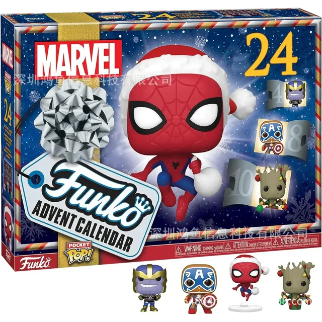 Figura de calendario de Adviento de Navidad de Spider-Man, caja de regalo, modelo de personaje de Iron Man de dibujos animados de Disney, cuenta regresiva de 24 días para regalo de Navidad