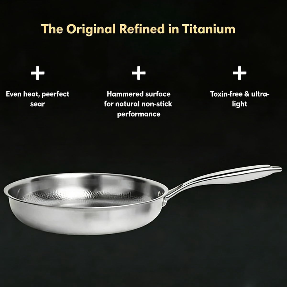 Titanium Pans for Cooking, 2026 New 12inch Non-Stick Titanium Pro Pan, Titanium Frying Pan, Scratch-Resistant Titanium Skillet for Oven, Induction & All Cooktops (8.66in, With Lid)