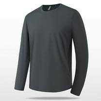 Men Clothing, Men's Loose Fit Crew Neck Long Sleeve Shirt Trendy Solid Basic Shirts Classic Gym Workout Athletic Breathable Tees