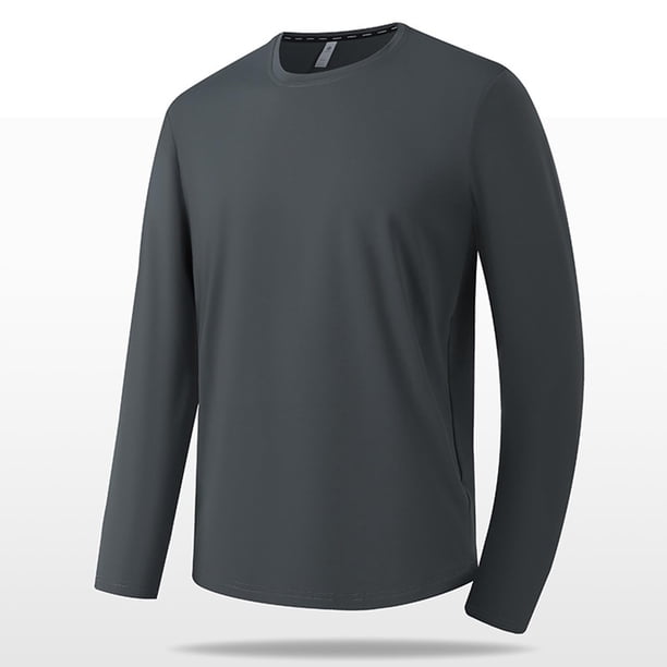 pstuiky camisas de manga larga para hombre, Camiseta informal de cuello redondo para hombre, camiseta deportiva informal falsa, camiseta de cuello redondo de manga larga l
