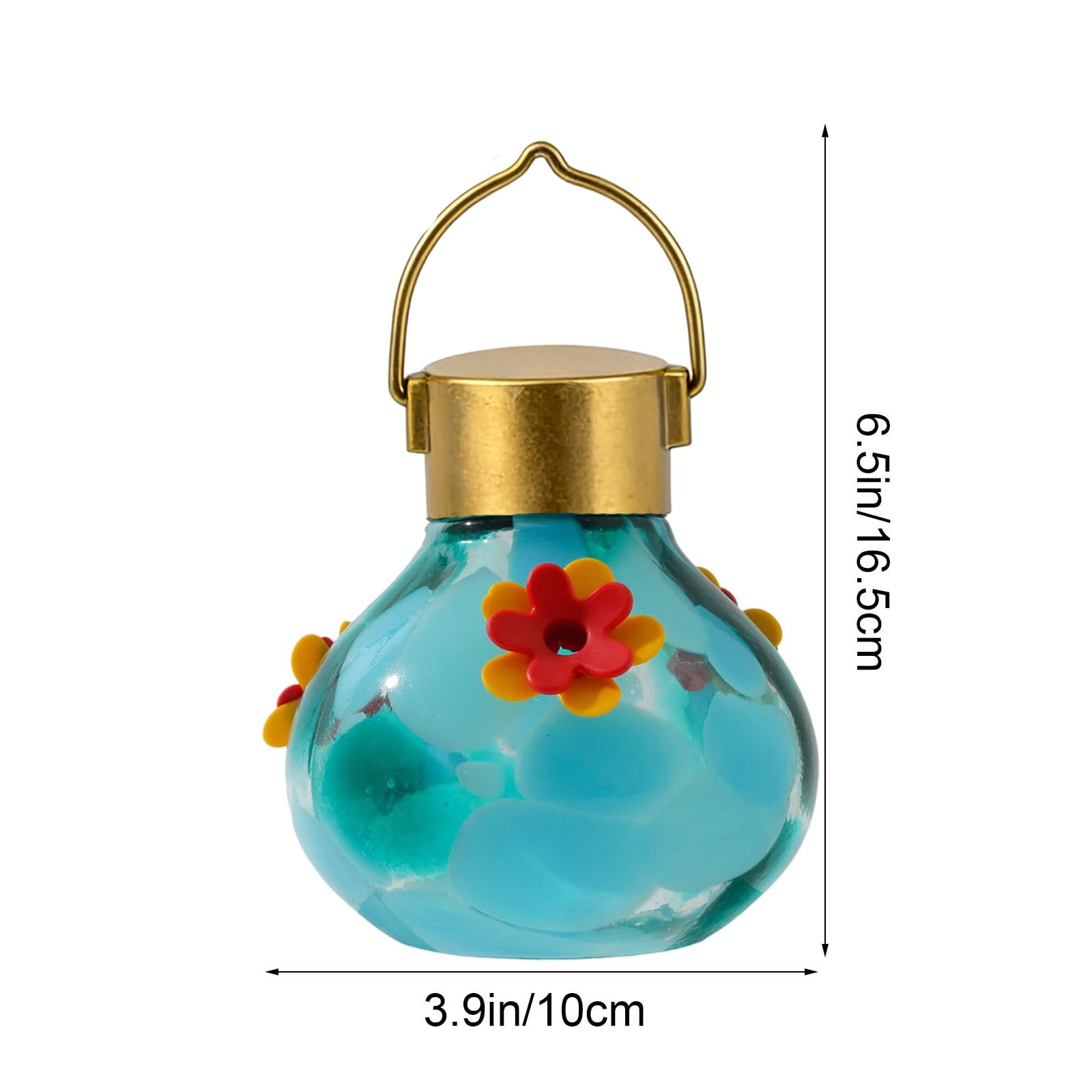 HengDidi Solar Hummingbird Feeder with LED Light, Glass Outdoor Bird Water Dispenser, Multicolor Design for Nighttime Use, Hanging Patio Garden Decoration to Attract Hummingbirds