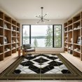 thumbnail image 2 of ODIKA 9'x12' Washable Area Rug Non-Slip, Chair-Friendly Rugblack Contemporary Block Layout Detail Contrast Smalltan Rugsgold for Dining Room, Basement, Large Office, 2 of 7