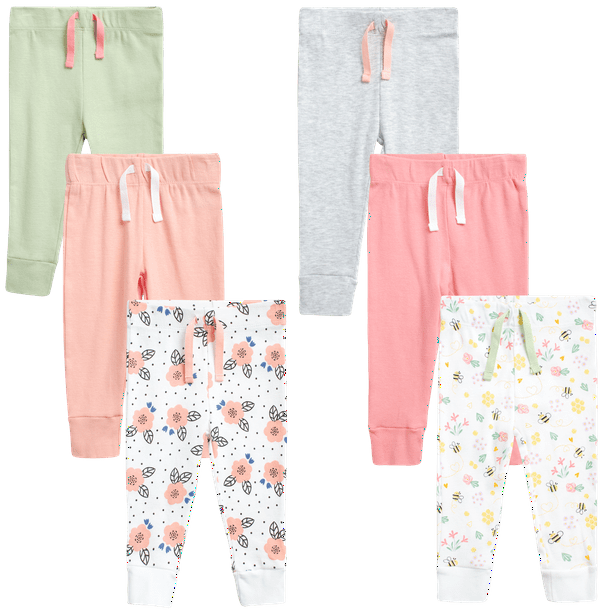 Koala Baby Girls' Sweatpants 6 Piece Playwear Fleece Jogger Pants