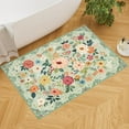thumbnail image 4 of 2x3 Rugs for Entryway, Floral Indoor Washable Front Door Mat, Non Slip Boho Small Carpet, Soft Low Pile Throw Rug for Entrance, Bedroom, Kitchen, Laundry, Bathroom, Green, 4 of 7