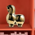 thumbnail image 3 of Figura de caballo abstracta, animal decorativo coleccionable, único y creativo. Oro, 3 of 9