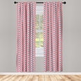 thumbnail image 3 of Ambesonne Floral Curtains, Oriental Flower Drawings Art, Pair of 28"x63", Dark Pink and Off White, 3 of 5