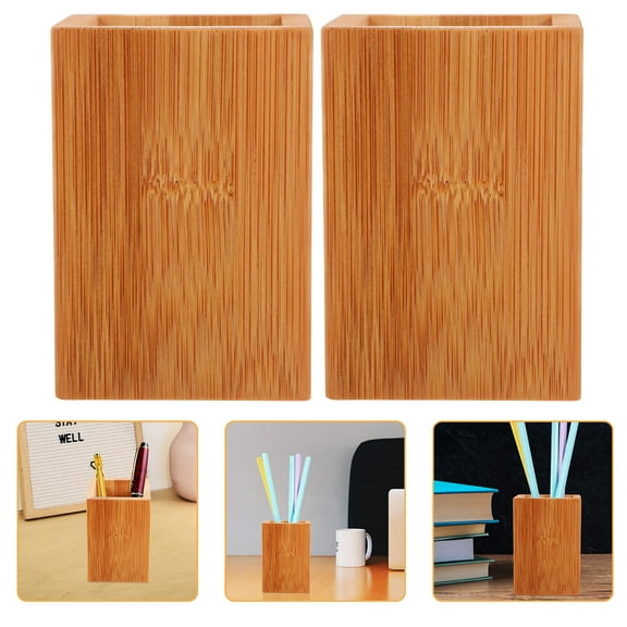 MLINS 2pcs Diy Pen Holder Bamboo Pen Holder Desktop Stationery Container Brush Holder