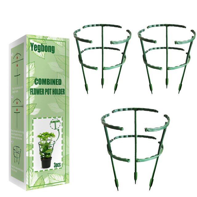 Soporte para plantas de 3 uds., estacas para plantas semiredondas, anillo de soporte para plantas, soporte para flores de jardín