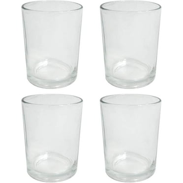 Hosley Set of 4, Clear Glass Votive Candle Holders 3.8 Inch High
