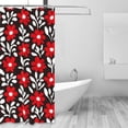 thumbnail image 2 of Shower Curtain, Red Floral Waterproof Fabric Plastic Shower Curtain, Drying Fast Bathroom Curtain with 9 Buttonholes, Ruffle Shower Curtain 60x72in, 2 of 8