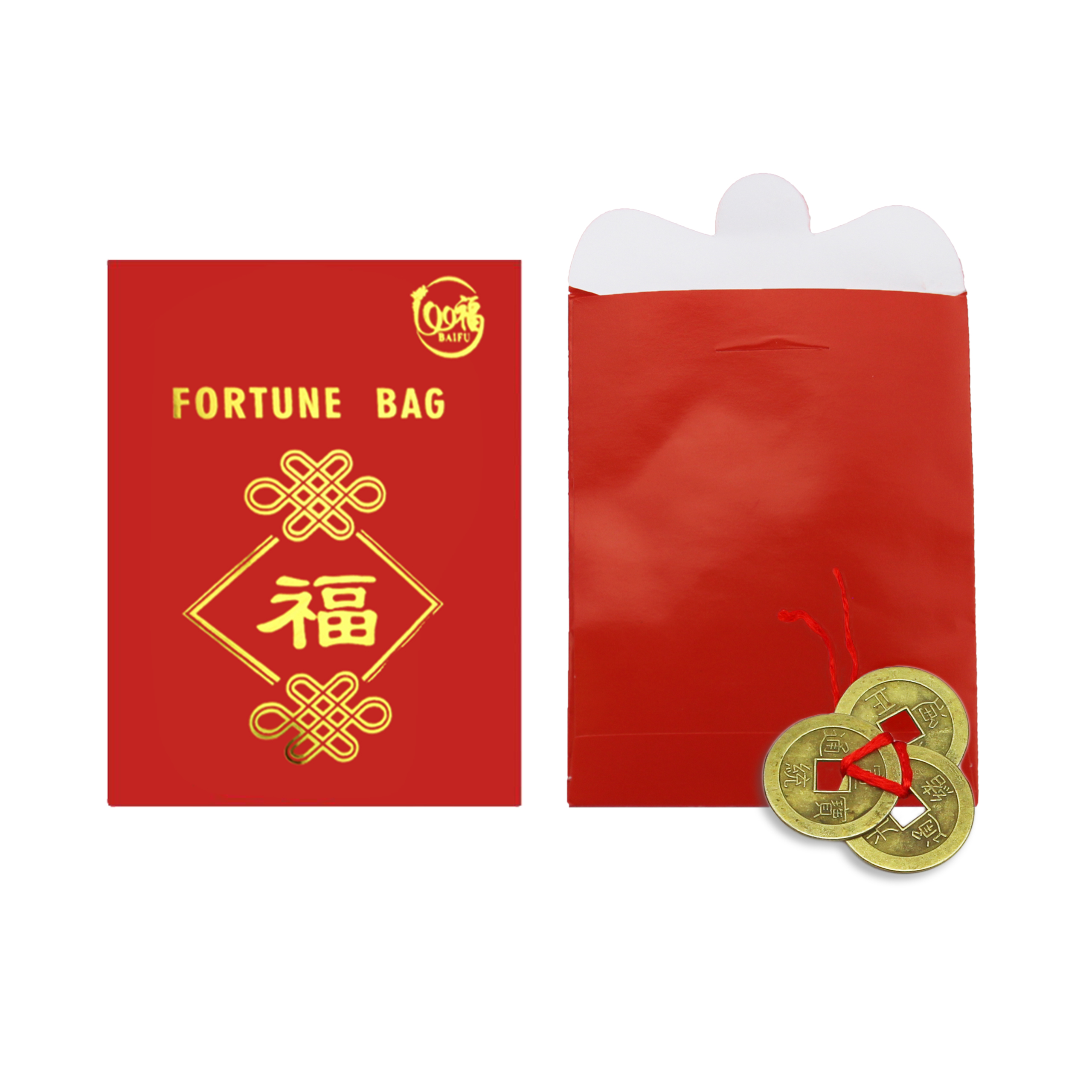 6Pcs Chinese Red Envelope with Feng Shui Ancient Coins Traditional Red Packet Lucky Patcher for New Year Wedding Birthday C12010 CRE50