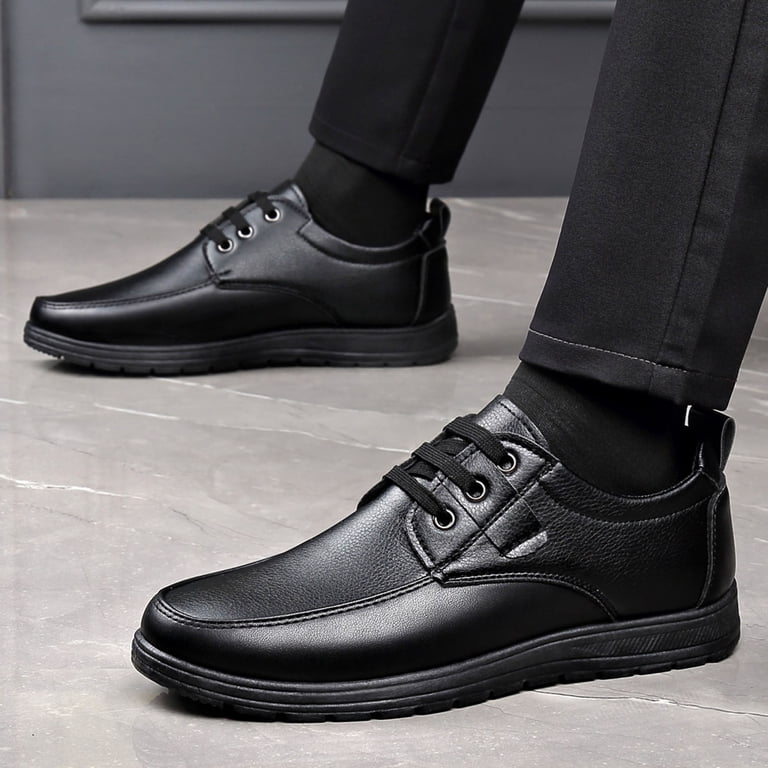 Rokment Dress Shoes for Men Fall Fashion Casual Leather Lace up Pointed Toe Business Office Formal Oxfords Slip on Loafers Dressy Sneakers Black Size