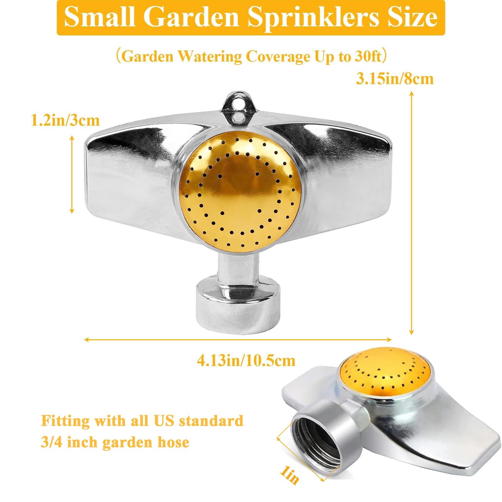 360 Degree Metal Spot Sprinkler Small Garden Sprinkler for Small Areas Lawn Sprinkler for Yard with Gentle Water Flow Circle Pattern Garden Watering Yellow