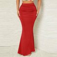 thumbnail image 2 of Dianli Gifts Maxi Skirt Pleated Long Skirt Solid Color Fold Elastic Waist High Waisted Flowing Mid Calf Length Breathable Pull On Casual Beach Travel Everyday Maxi Skirt, 2 of 7