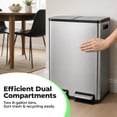 thumbnail image 3 of Alvantor 60L Trash Can, Dual Compartment 2x8 Gallon Stainless Steel Garbage Bin with Fingerprint Proof Finish, Soft Close Lid, and Hands-Free Pedal for Kitchen and Office, 3 of 7