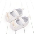 thumbnail image 2 of Toddler Girl Sneakers Sizes 0-6 Months Summer Sports Flat Bottom Lightweight Round Toe Ribbon Bowknot Pearl White Baby Shoes, 2 of 7
