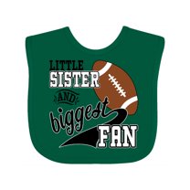 Inktastic Little Sister and Biggest Fan Football Player Girls Baby Bib
