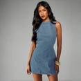 thumbnail image 2 of Women's Sleeveless Denim Shift Dress, Round Neck Knee Length Casual Dress, 2 of 6
