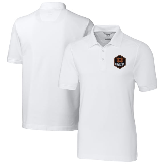 Men's-Cutter & Buck  White Houston Dynamo FC Big & Tall Advantage Eco Tri-Blend Pique Polo