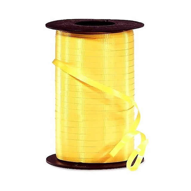 Listón Rulin Curling Curly Liso Colores Deco 400 Metros amarillo