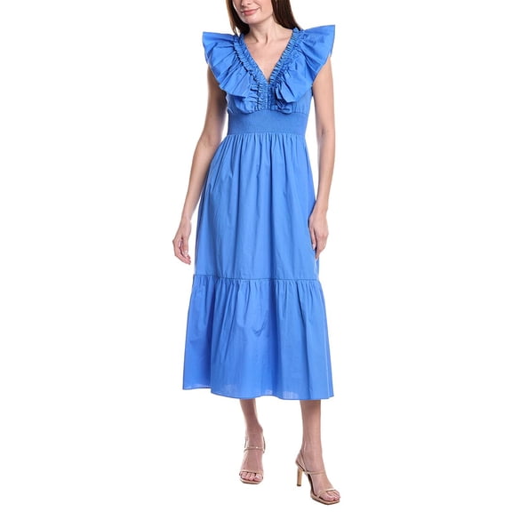 Adrianna Papell womens Ruffle Front Maxi Dress, 18, Blue