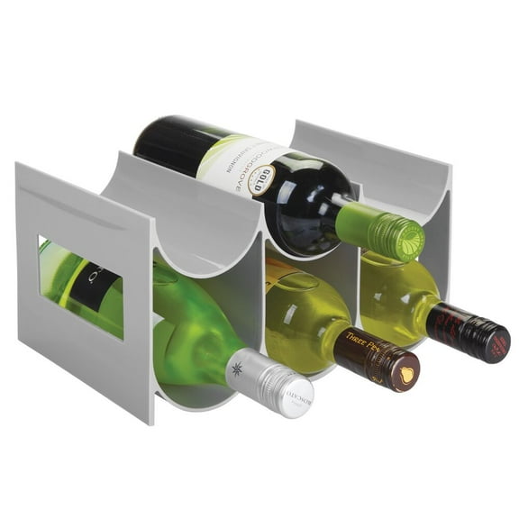 mDesign Plastic Modern Free-Standing Bottle Rack Storage Organizer - Gray