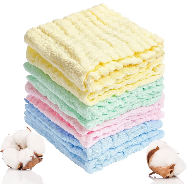 piezas de toallitas de muselina para bebé, 33 * 30 cm, toalla de cara de bebé de algodón suave lavable, pañales de algodón para bebé para limpiar la mano, la cara, el cuerpo, la piel sensible, regalo