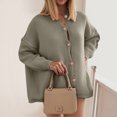 thumbnail image 6 of GEWSEY Womens Cropped Cardigan Knit Button Up Sweater 2025 Fall Lantern Sleeve Jacket Coats (Light Gray, S), 6 of 7