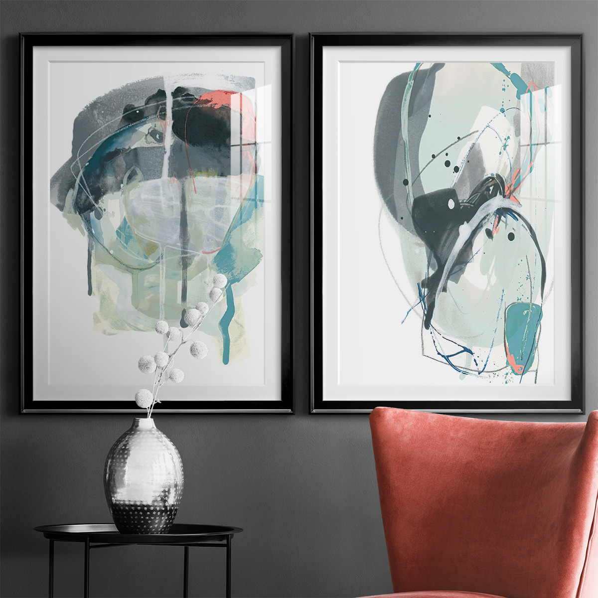 Wexford Home Stone Aperture III Premium Framed Print, 30.5" x 42.5" - Ready to Hang, Black (Set of 2)