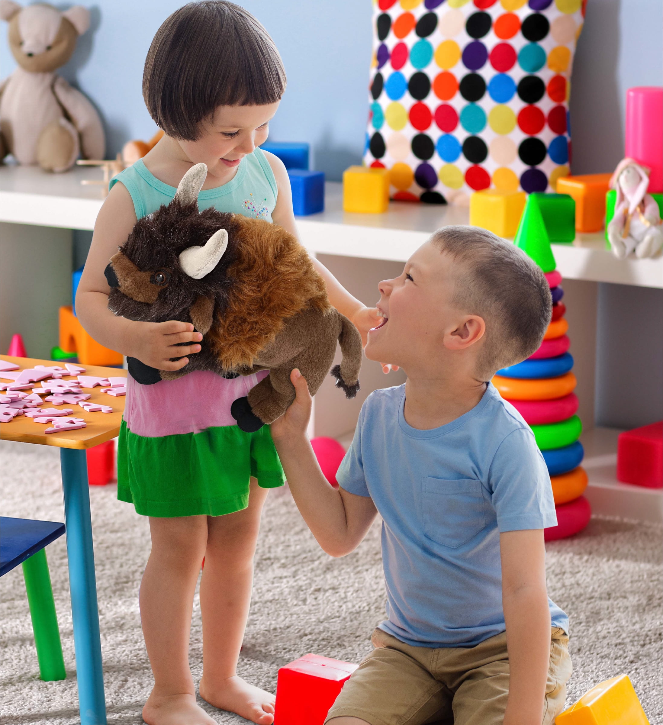 DolliBu Buffalo Super Soft Stuffed Animal, Cute Realistic Stuffed Animals for Girls, Boys, Adults Animal Gifts, Kids Zoo Wild Nursery Decor for Newborn, Cuddly Soft Baby Plush Toys - 13 Inches