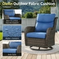 thumbnail image 6 of PARKWELL Patio Wicker Chairs Swivel Rocker Set of 2,Outdoor Rattan Swivel Glider Rocking Lounge Chairs for Patio Porch Pool,Brown/Navy, 6 of 10