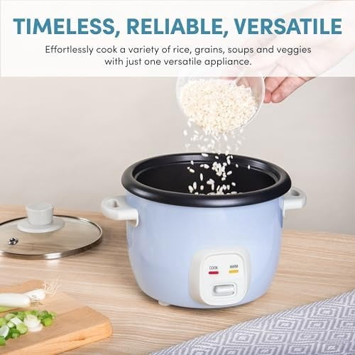 Housewares 4-Cups (Cooked) / 1Qt. Rice & Grain Cooker (ARC-302NGBL), Blue