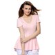 thumbnail image 1 of Mujeres Casual Solid T-shirt Ruffle cuello redondo de manga corta de verano de gran tamaño Tees Abanopi Camiseta de manga corta, 1 of 7
